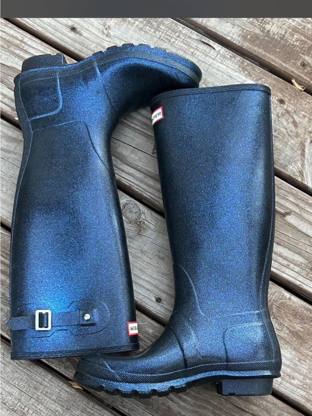 Hunter Navy blue glitter Tall Rain Boots